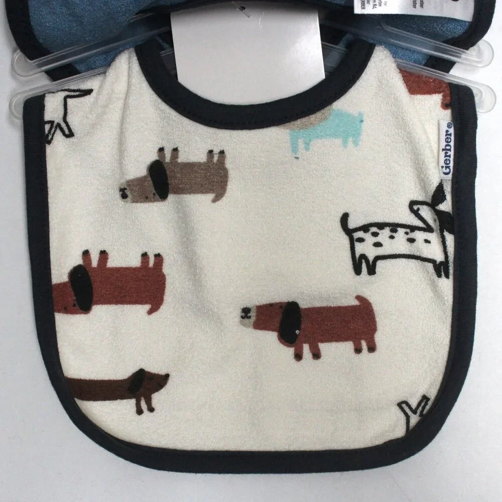 3 Gerber Bibs - Time For Treats - 2 Graphic Multi Color & 1 Solid